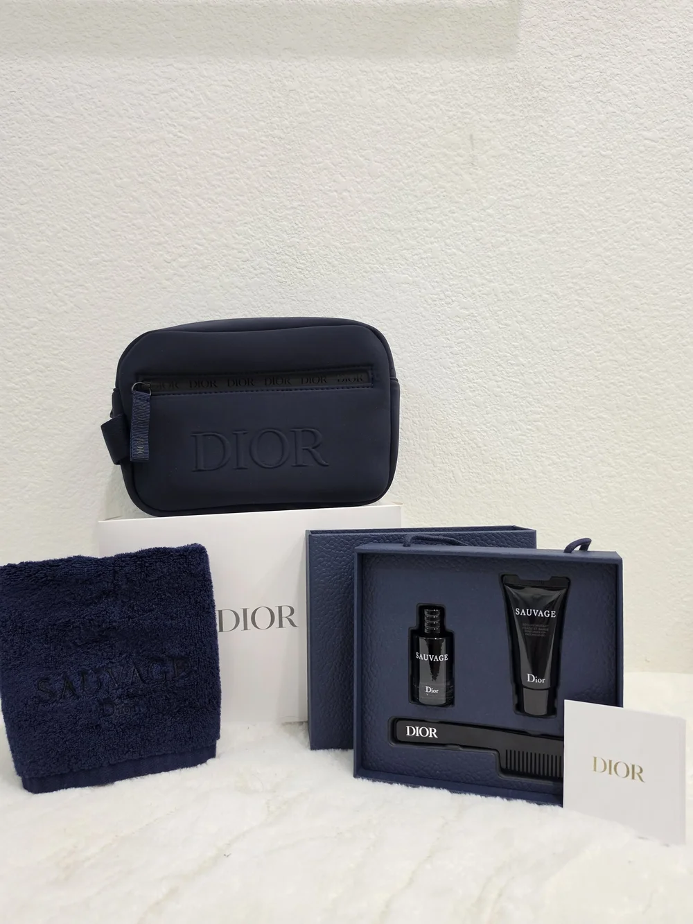 Dior Navy Men's Toiletry Travel Kit with Grooming Accessories